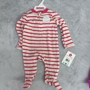 Huggies Pink and White Striped Kids Footie